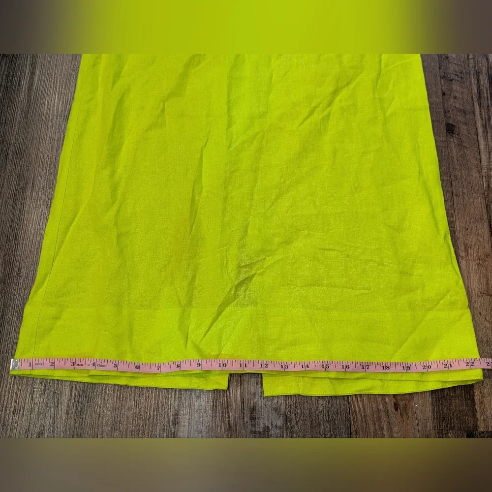 NWT Farm Rio Lime Green Monstera Midi Linen Viscose Blend Dress Size Medium - Picture 13 of 14